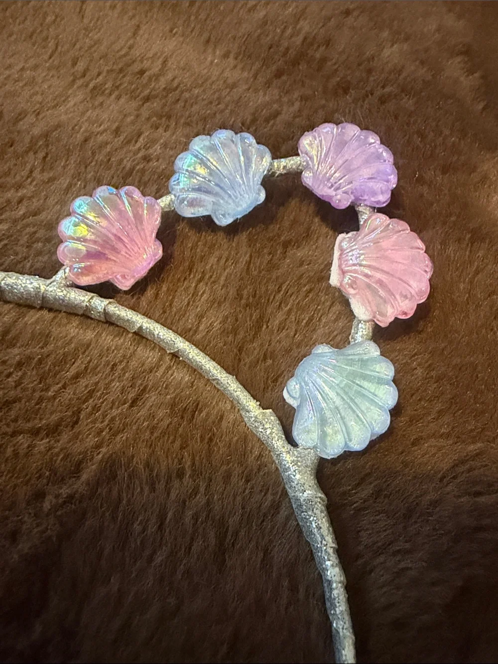 Kids Iridescent Pink & Blue Shell Cat Ear Headband